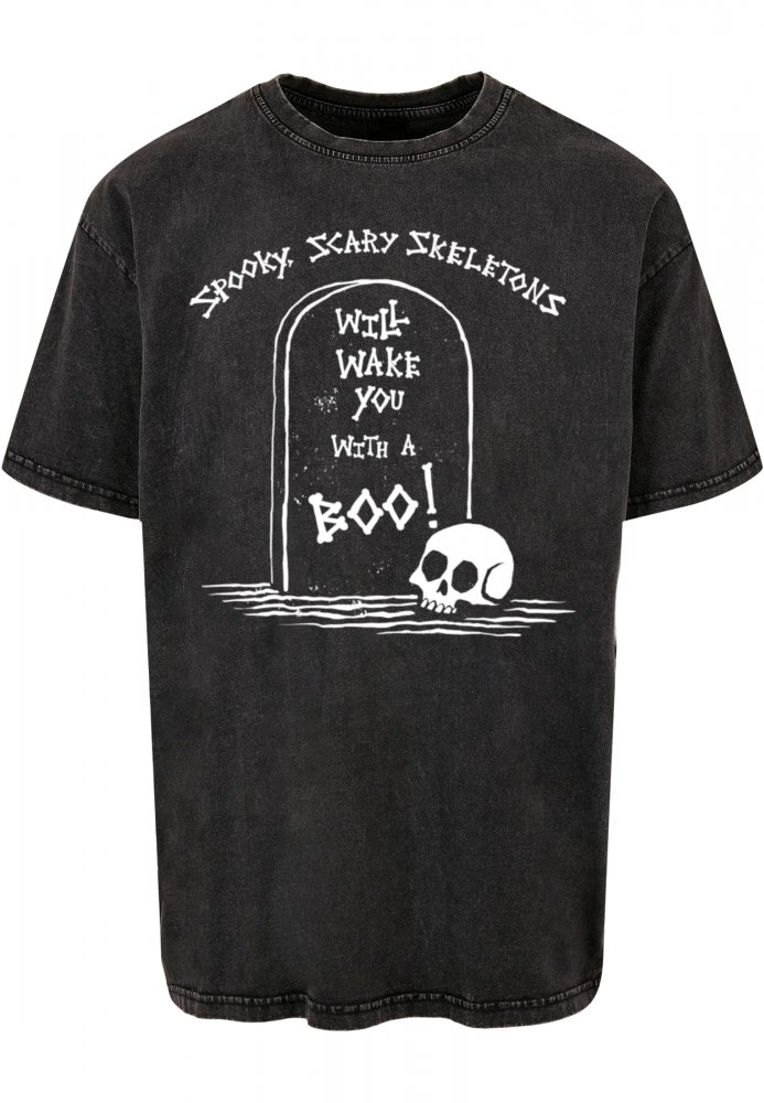 Spooky Scary Skeletons - BooTombstone Acid Washed Oversize Tee S