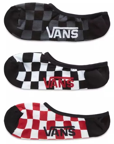 Ponožky Vans Classic Super No Show 3P red-white check 42,5-47