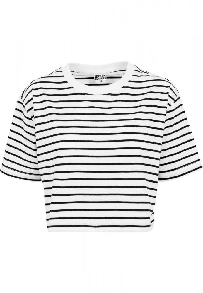 Ladies Short Striped Oversized Tee XS