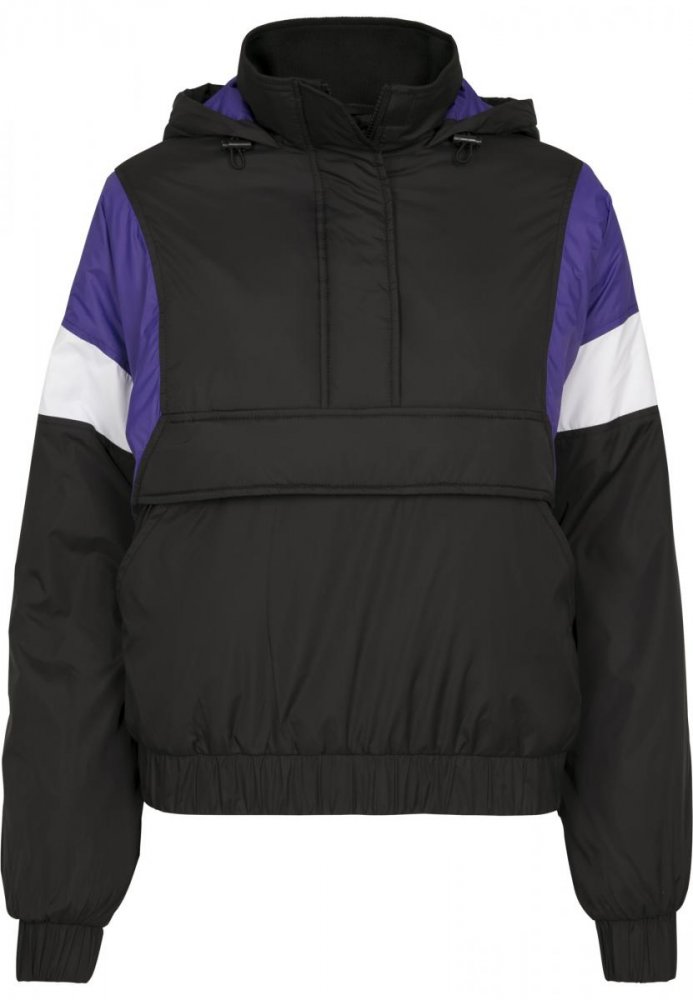 Ladies 3-Tone Padded Pull Over Jacket - black/ultraviolet/white S