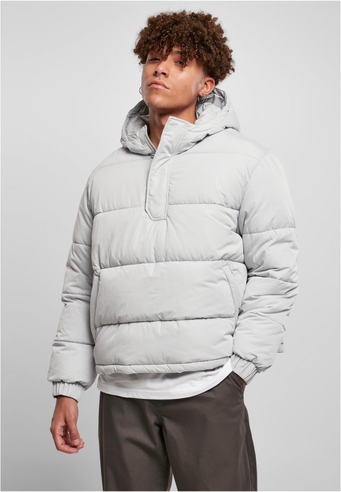 Světle/šedá pánská zimní bunda Urban Classics Hooded Cropped Pull Over XL