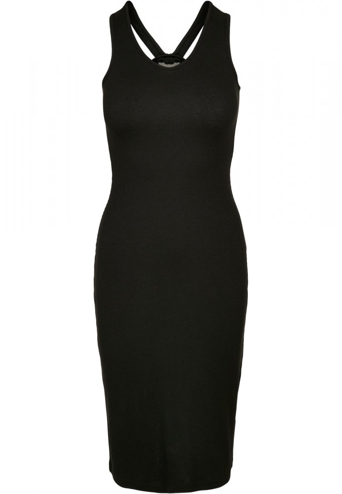 Ladies Midi Sleeveless Rib Dress - black XL
