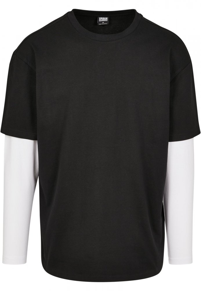 Oversized Shaped Double Layer LS Tee - black/white M
