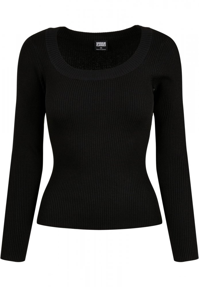 Ladies Wide Neckline Sweater - black 5XL