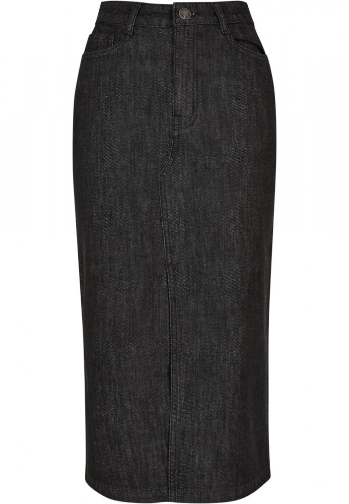 Ladies Midi Denim Skirt - black washed 30