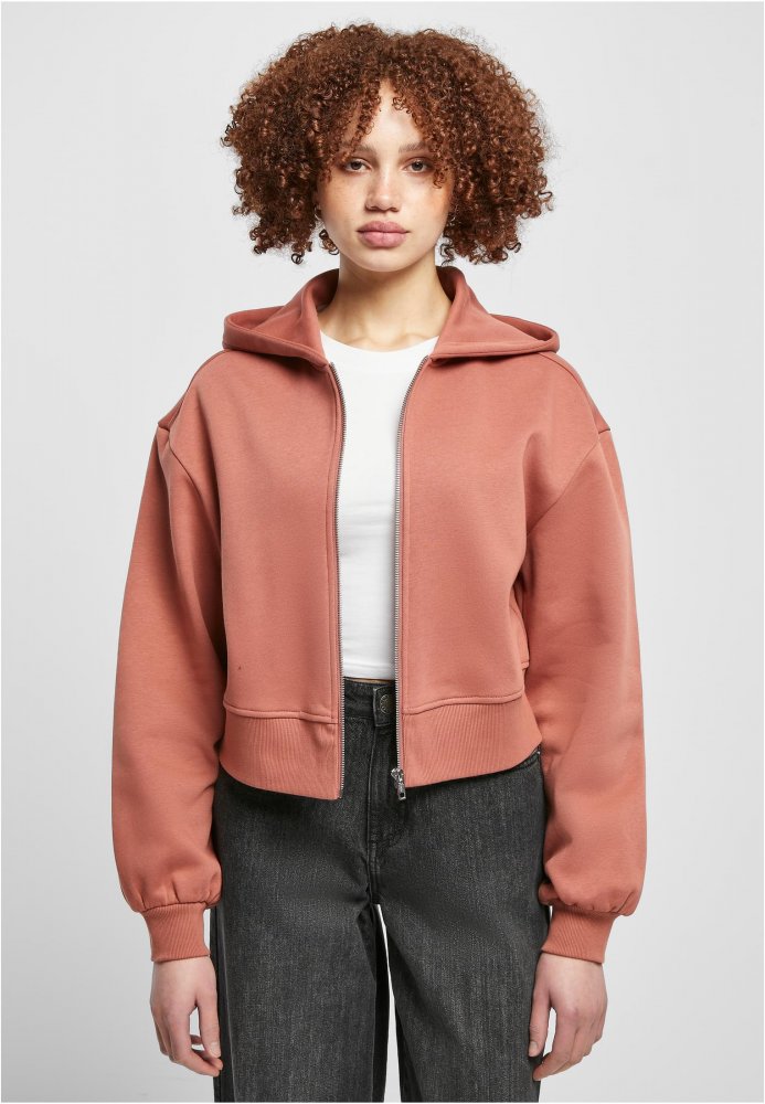 Ladies Short Oversized Zip Jacket - terracotta XL