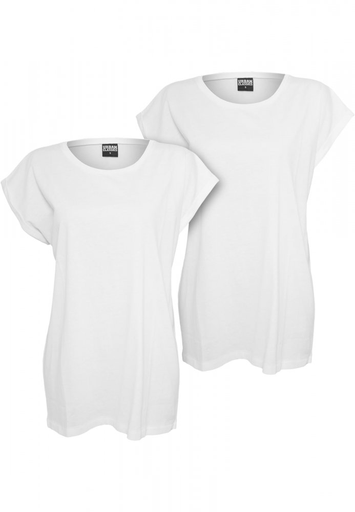 Ladies Extended Shoulder Tee 2-Pack - wht/wht XL