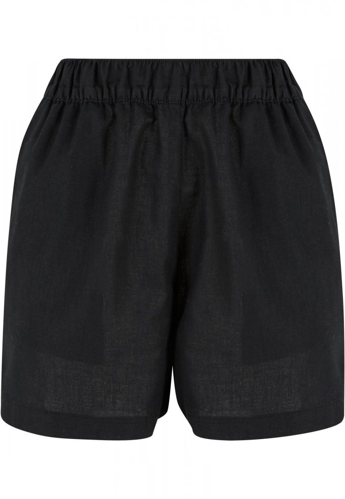 Ladies Linen Mixed Boxer Shorts - black L