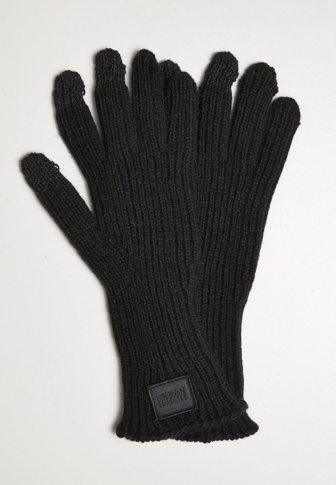 Knitted Wool Mix Smart Gloves - black L/XL