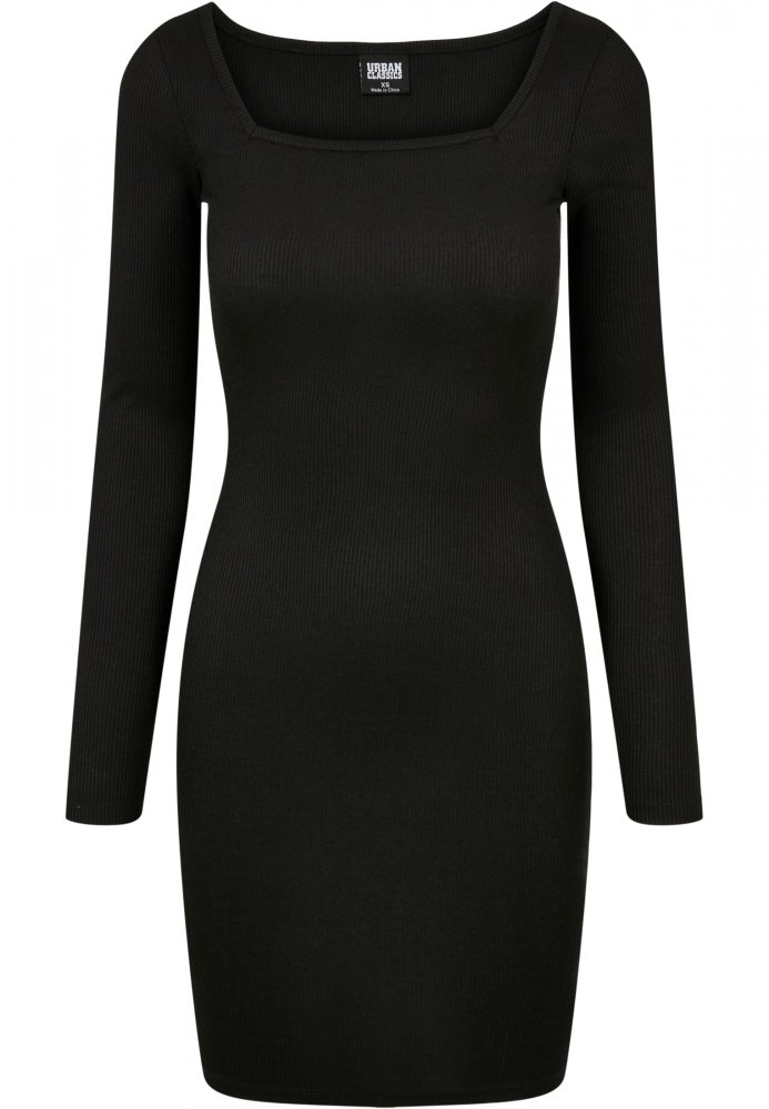 Dámské šaty Urban Classics Ladies Rib Squared Neckline Dress black M