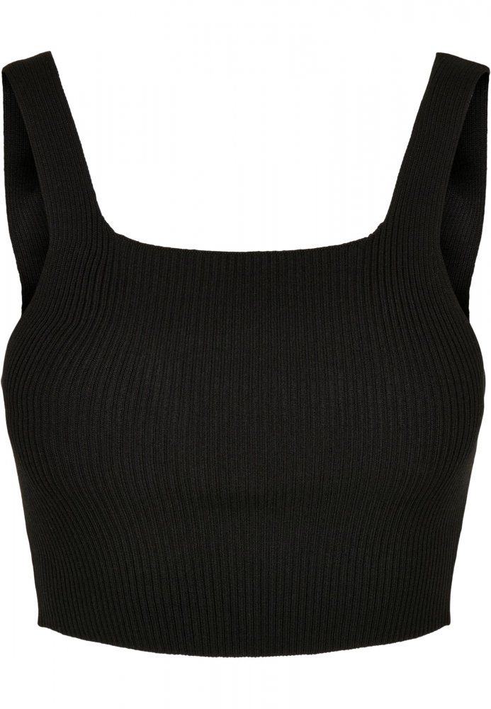 Ladies Cropped Knit Top - black 3XL