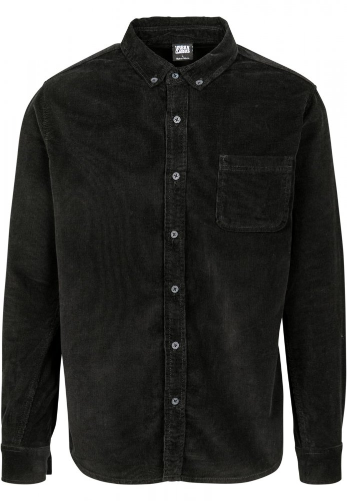 Černá pánská košile Urban Classics Corduroy Shirt 5XL