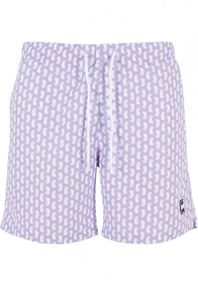 Pattern Swim Shorts - dustylilacseahorse XXL