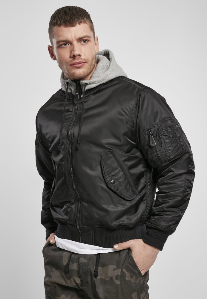 Hooded MA1 Bomber Jacket - blk/gry L