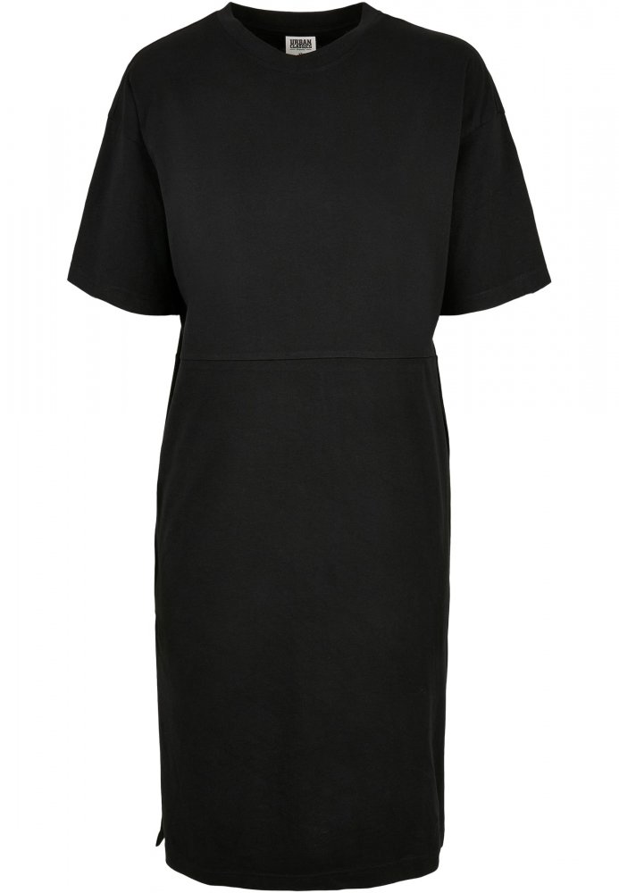 Ladies Organic Oversized Slit Tee Dress - black 3XL