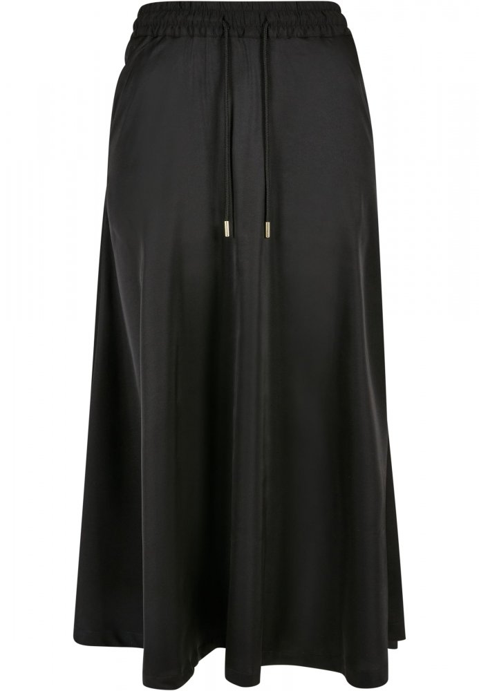 Ladies Satin Midi Skirt - black XS