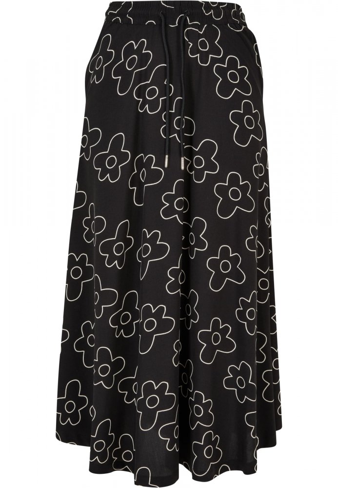 Ladies Viscose Midi Skirt - blackflower XL