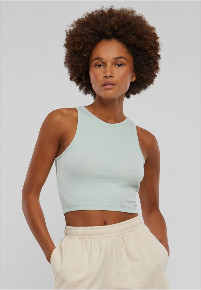 Ladies Cropped Rib Top - frostmint XS