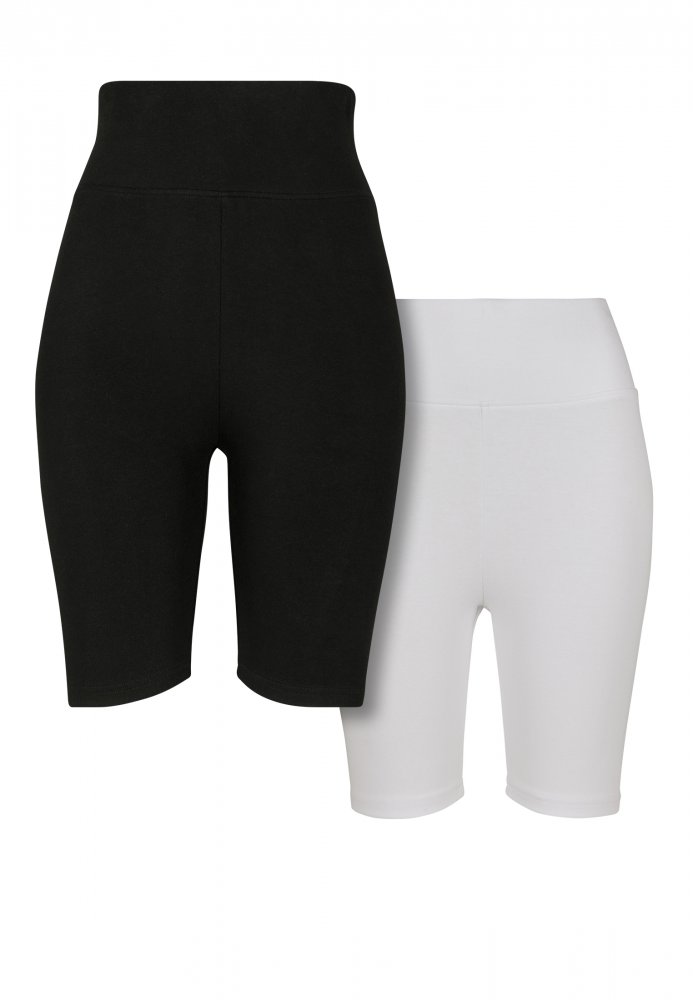 Urban Glassics Ladies High Waist Cycle Shorts 2-Pack - black/white XS