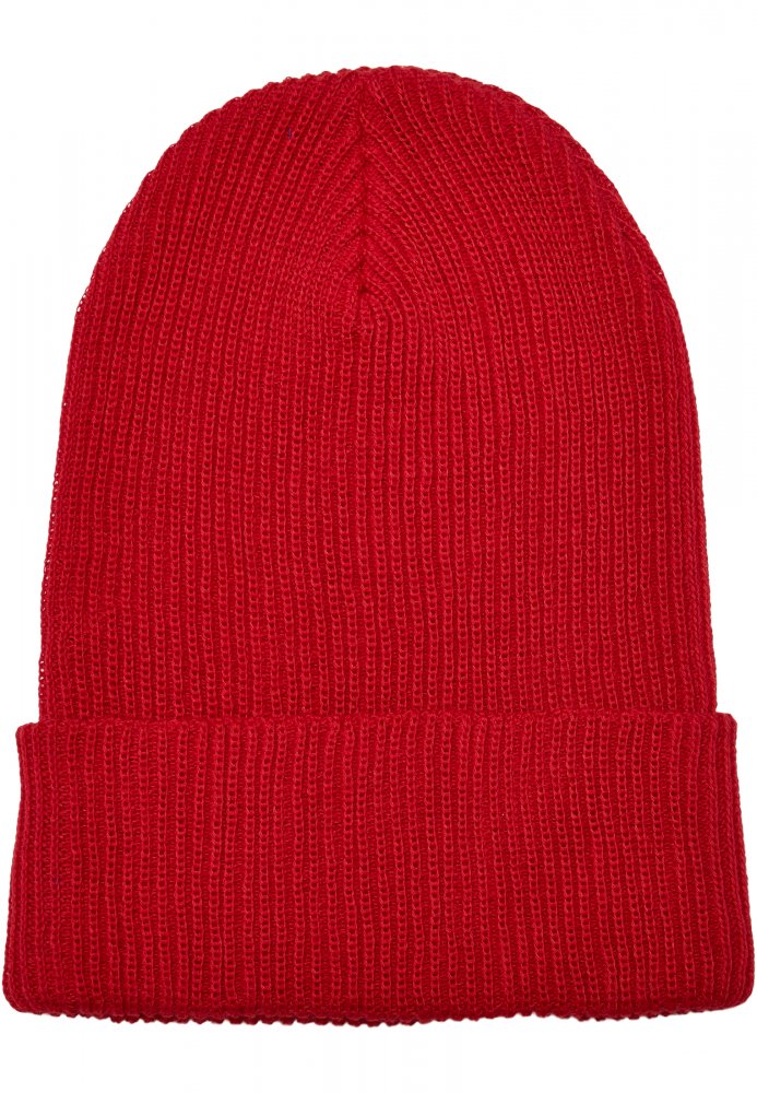 Recycled Yarn Ribbed Knit Beanie - red
