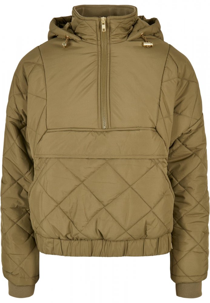 Ladies Oversized Diamond Quilted Pull Over Jacket - tiniolive XL