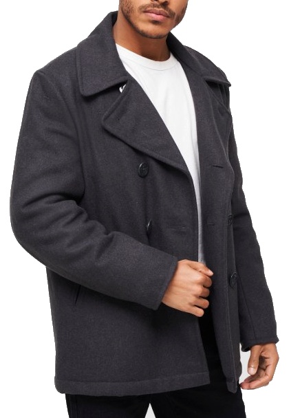 Tmavě šedý pánský kabát Brandit Pea Coat 3XL
