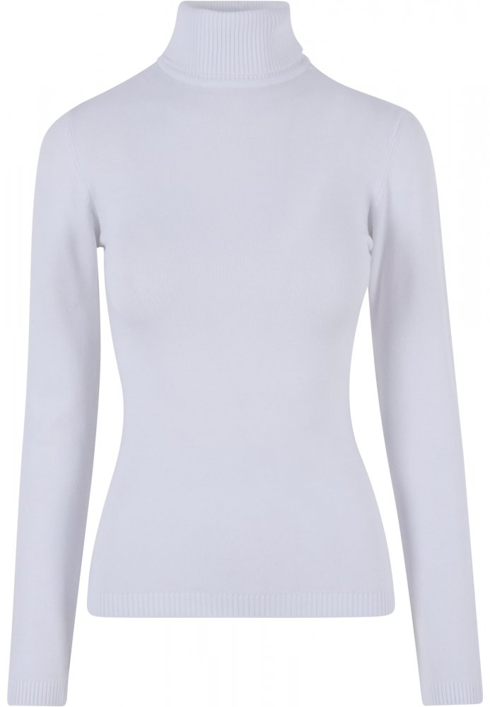 Ladies Knitted Turtleneck Sweater - white L
