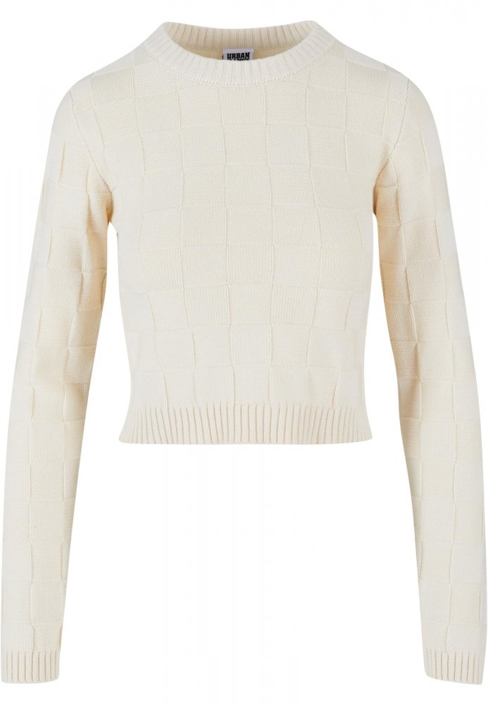 Ladies Check Knit Sweater - sand L