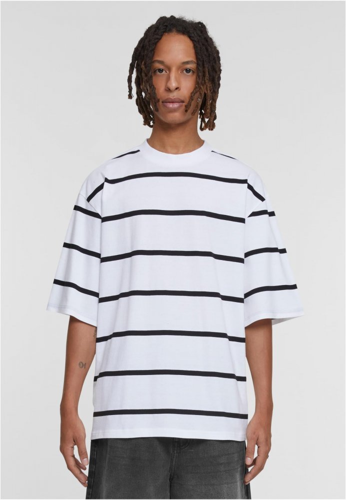Oversized Sleeve Modern Stripe Tee - white/black XL