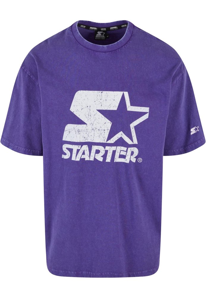 Starter Logo Oversize Acid Tee - purple acid washed M