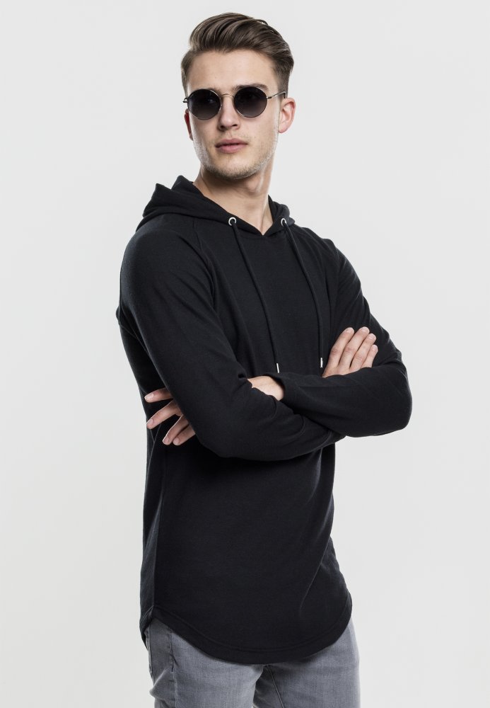 Long Shaped Terry Hoody - black M