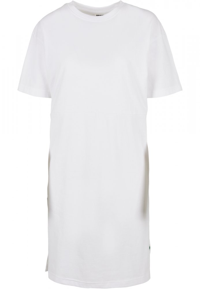 Ladies Organic Oversized Slit Tee Dress - white 5XL