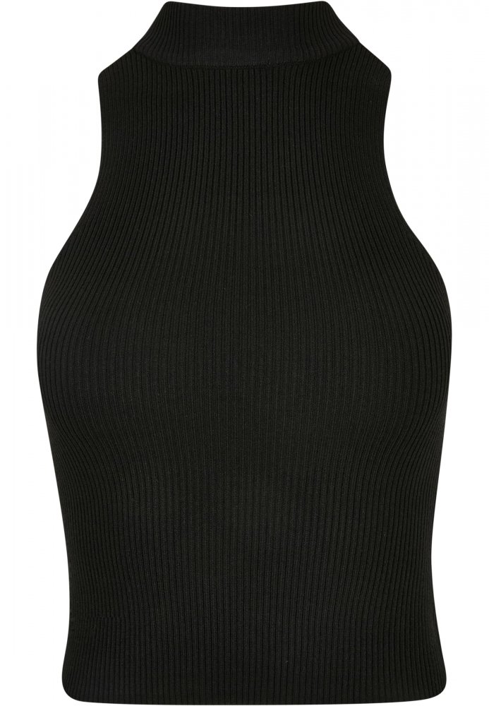 Ladies Short Rib Knit Turtleneck Top - black 5XL