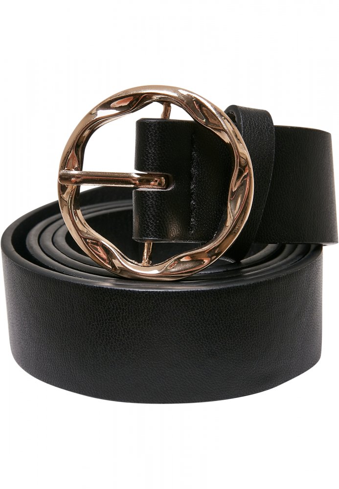 Small Synthetic Leather Ladies Belt - black L/XL