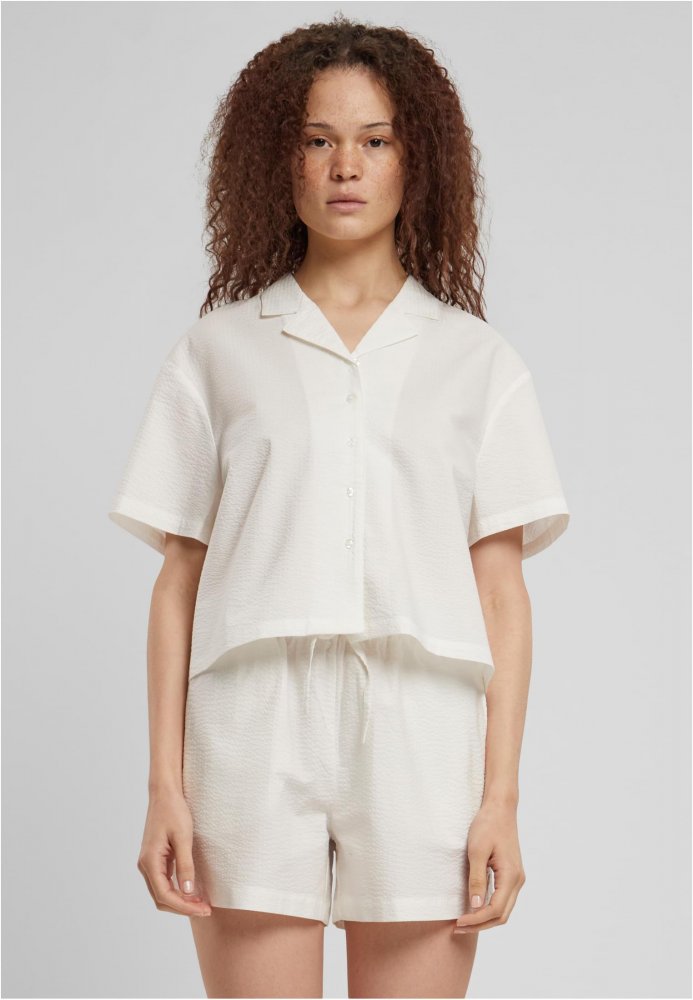 Ladies Seersucker Shirt - white XL